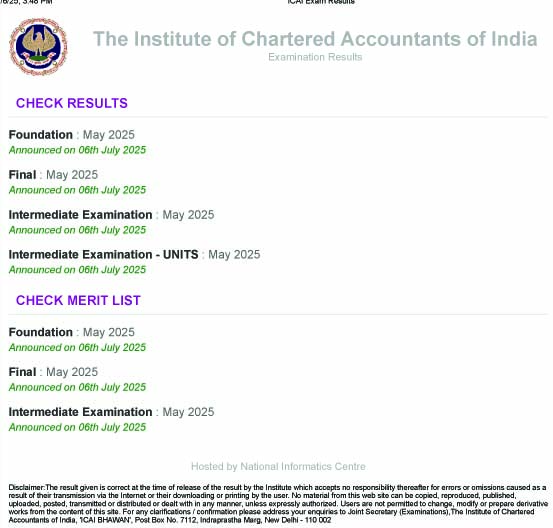 ICAI CA Result 2025