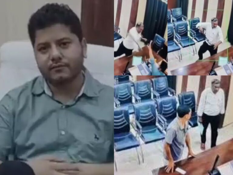 Headmaster attacks BSA officer with belt BSA अखिलेश प्रताप सिंह पर हेडमास्टर बृजेंद्र वर्मा का बेल्ट से जानलेवा हमला, ऑफिस में मचा हड़कंप