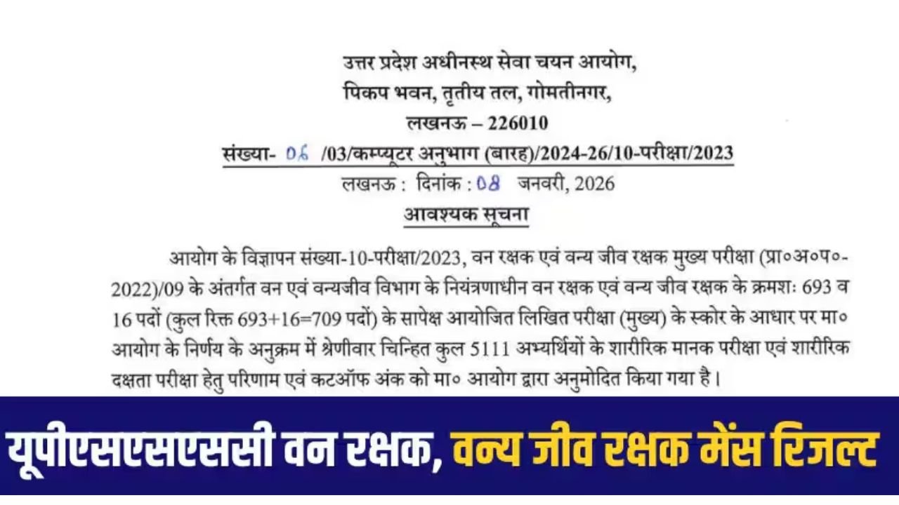 UPSSSC Forest Guard Result 2026 जारी: 5111 अभ्यर्थी PST-PET के लिए चयनित, कट-ऑफ भी देखें